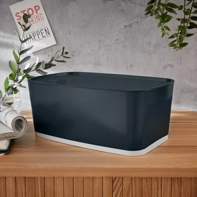Leitz MyBox Cosy Small z pokrywką, Pudełko do przechowywania, Pudełko do przechowywania, Szary, Prostokątny, Plastik, Monochromatyczny, Do użytku wewnątrz