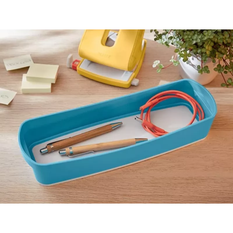 Leitz MyBox Cosy Organiser Tray Long, Przechowywanie, Pudełko do przechowywania, Niebieski, Prostokątny, Plastik, Monochromatyczny, 307 mm