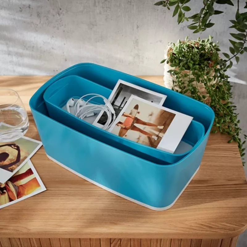 Leitz MyBox Cosy Organiser Tray Long, Przechowywanie, Pudełko do przechowywania, Niebieski, Prostokątny, Plastik, Monochromatyczny, 307 mm