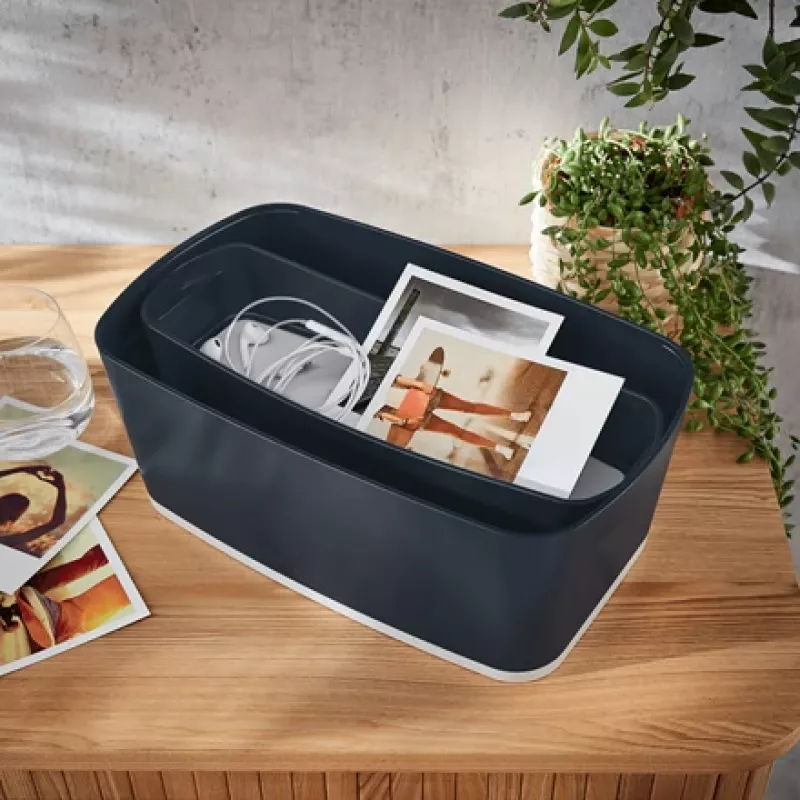 Leitz MyBox Cosy Organiser Tray Long, Pojemnik do przechowywania, Pudełko do przechowywania, Szary, Prostokątny, Plastik, Monochromatyczny, Do wnętrz