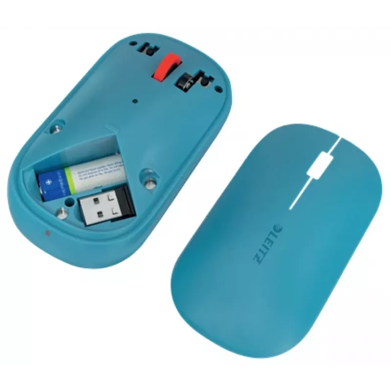 Leitz Cosy Mysz Bezprzewodowa, symetryczna, RF Bezprzewodowa + Bluetooth, 4000 DPI, Niebieska