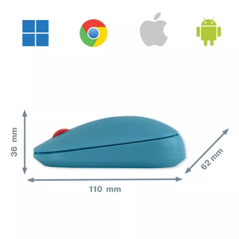Leitz Cosy Mysz Bezprzewodowa, symetryczna, RF Bezprzewodowa + Bluetooth, 4000 DPI, Niebieska