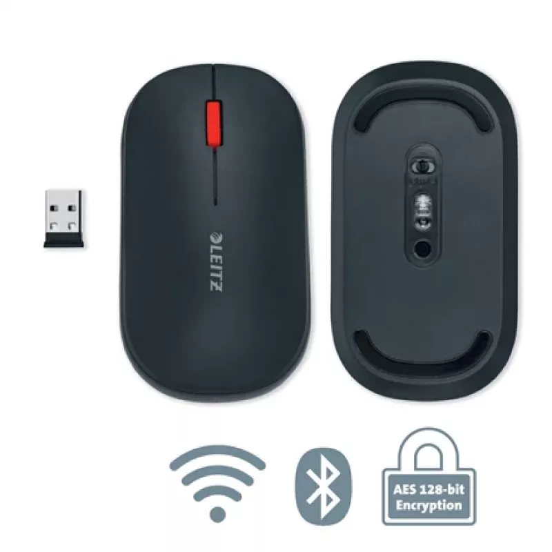 Leitz Cosy Mysz bezprzewodowa, symetryczna, RF Wireless + Bluetooth, 4000 DPI, szary