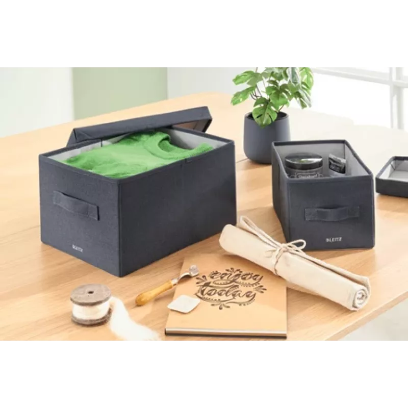 Leitz Fabric Storage Box z pokrywą średnia, zestaw 2 szt., Pudełko do przechowywania, Niebieski, Prostokątny, Tkanina, Monochromatyczny, Tkanina