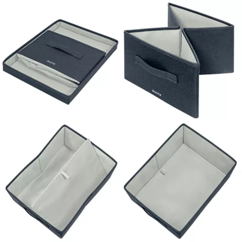 Leitz Fabric Storage Box z pokrywą średnia, zestaw 2 szt., Pudełko do przechowywania, Niebieski, Prostokątny, Tkanina, Monochromatyczny, Tkanina