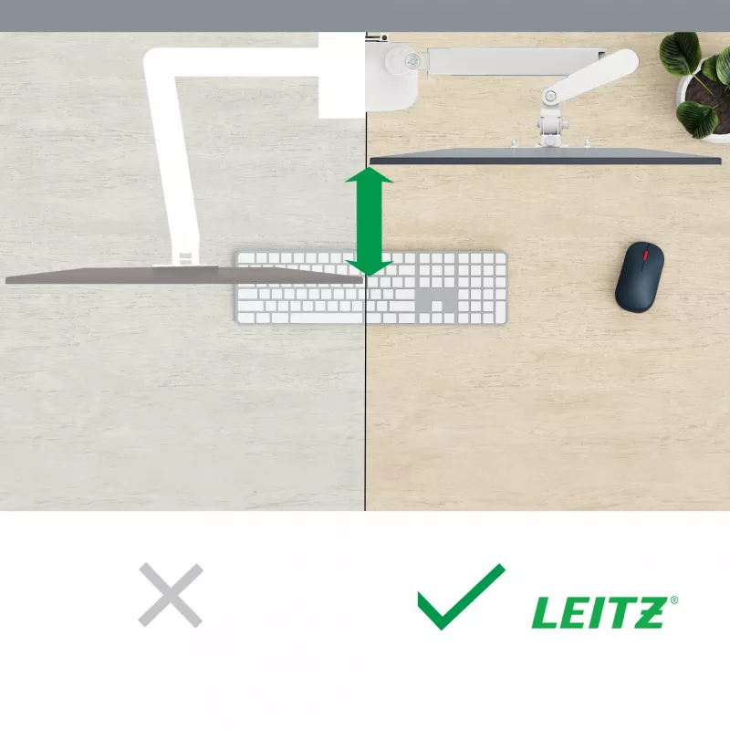Leitz Ergo Space Saving Dual Monitor Arm, Clamp/Grommet, 18 kg, 43,2 cm (17 cali), 81,3 cm (32 cale), 100 x 100 mm, szary