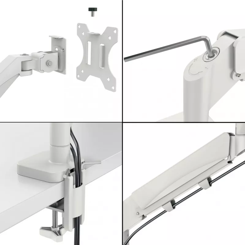 Leitz Ergo Space Saving Dual Monitor Arm, Clamp/Grommet, 18 kg, 43,2 cm (17 cali), 81,3 cm (32 cale), 100 x 100 mm, szary