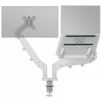 Leitz Ergo Space Saving Dual Monitor & Laptop Arm, Clamp/Grommet, 9 kg, 33 cm (13 inch), 81.3 cm (32 inch), 100 x 100 mm, szary