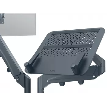 Leitz Ergo Space Saving podwójne ramię do monitora i laptopa, zacisk/przelotka, 18 kg, 43,2 cm (17 cali), 81,3 cm (32 cale), 100 x 100 mm, ciemnoszary