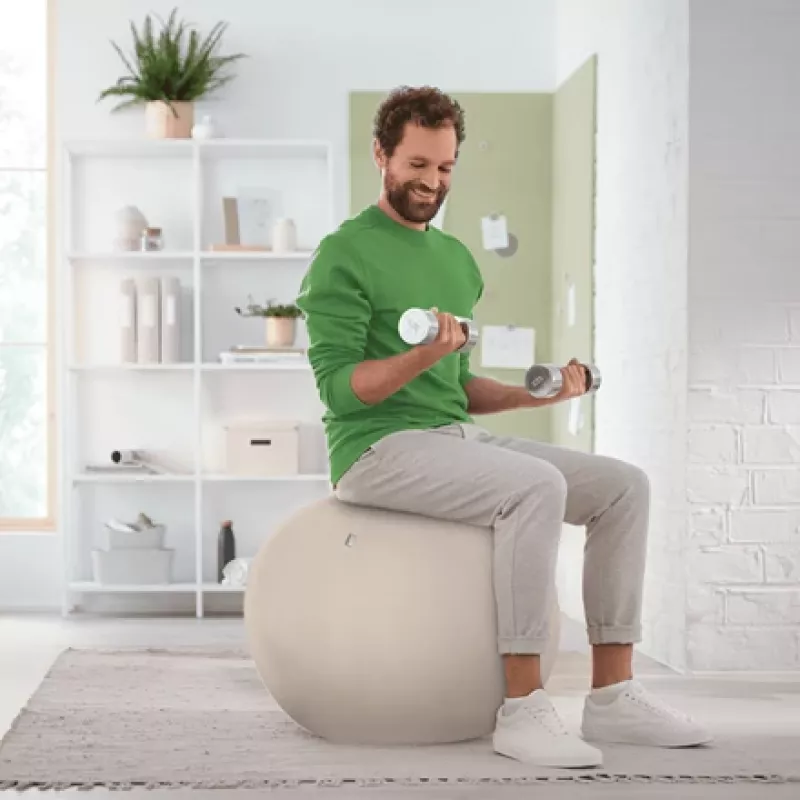 Leitz Ergo Active piłka do siedzenia z funkcją stopera 65 cm, szara, pełnowymiarowa, 150 kg, dorośli, dorosły, TÜV