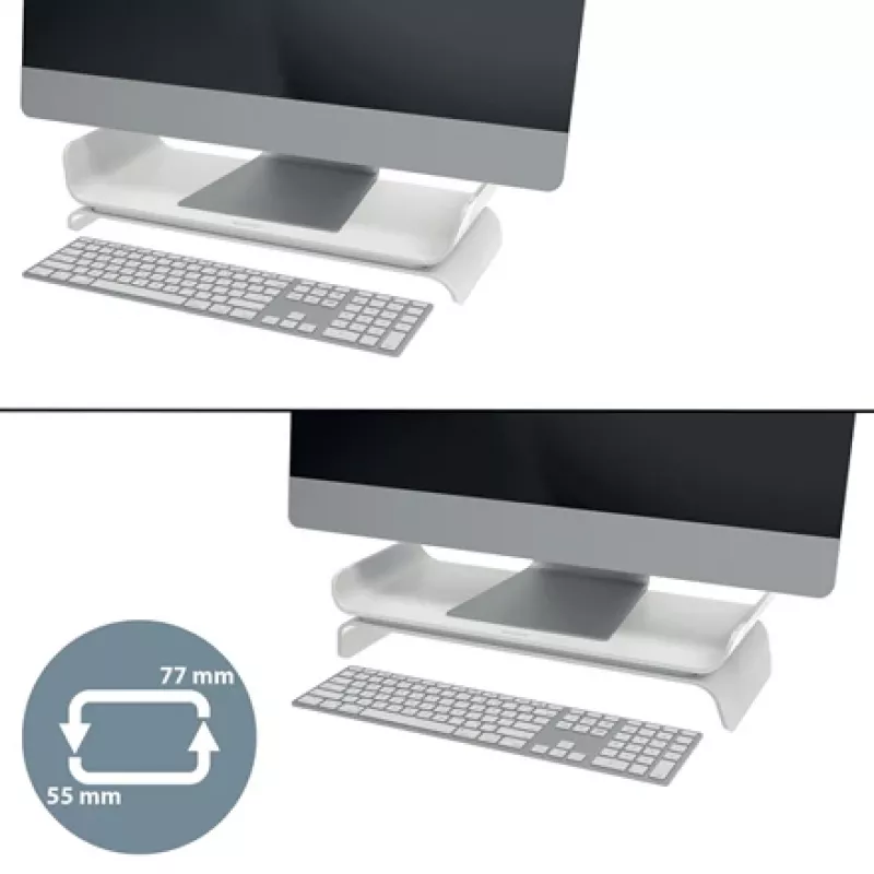 Leitz Ergo Regulowana podstawka pod monitor, wolnostojąca, 68,6 cm (27 cali), regulacja wysokości, szary