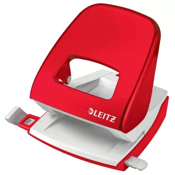 Dziurkacz Leitz WOW 5008 Metalowy 2-otworowy / 30 arkuszy, 30 arkuszy, Czerwony, Biały, Metal, 8 cm, 5,5 mm, A6