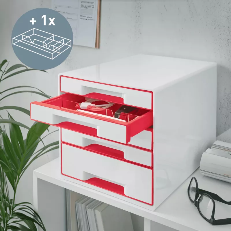 Leitz szafka z szufladami WOW Cube 5 szuflad, 5 szuflad, tworzywo sztuczne, 270 mm, 287 mm, 363 mm, 3,59 kg