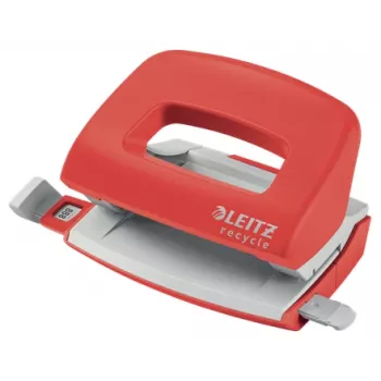 Leitz NeXXt Recycle Mini dziurkacz, 10 arkuszy, czerwony, tworzywo sztuczne, 8 cm, 5,5 mm, A4, A5, A6, Folio, US-Quart, 8 x 8 x 8 cm
