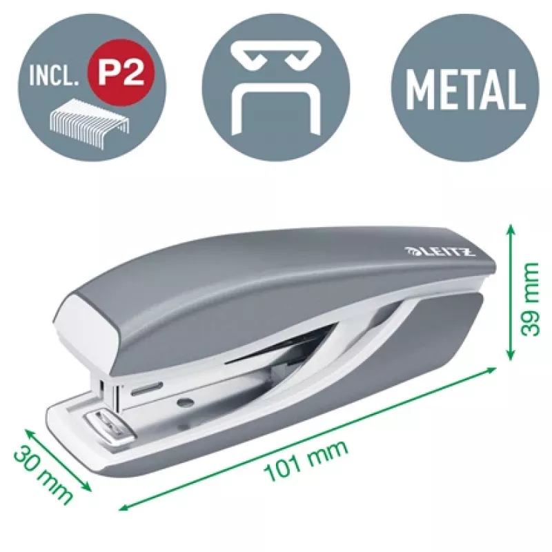 Leitz Zszywacz i dziurkacz zestaw Mini WOW, 10 kartek, czerwony, P2, metal, 80 g/m², 3,5 cm