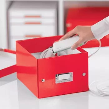 Leitz Click & Store WOW Small Storage Box, Pudełko do przechowywania, Czerwony, Prostokątny, Karton, Monochromatyczny, Do użytku wewnętrznego