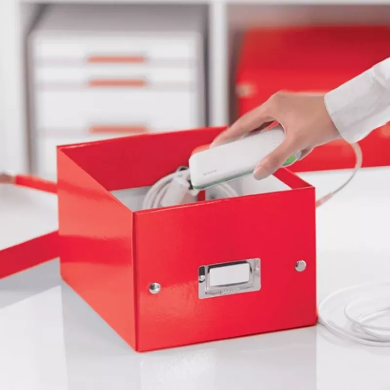 Leitz Click & Store WOW Small Storage Box, Pudełko do przechowywania, Czerwony, Prostokątny, Karton, Monochromatyczny, Do użytku wewnętrznego