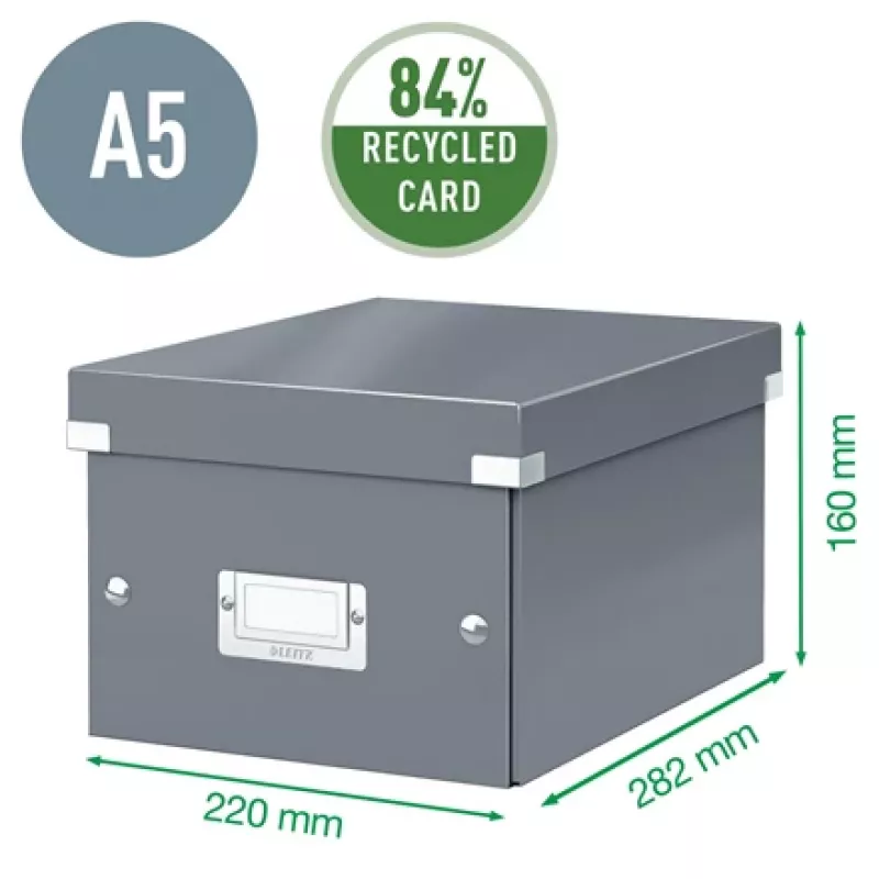 Leitz Click & Store WOW Small Storage Box, Pudełko do przechowywania, Czerwony, Prostokątny, Karton, Monochromatyczny, Do użytku wewnętrznego