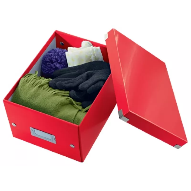 Leitz Click & Store WOW Small Storage Box, Pudełko do przechowywania, Czerwony, Prostokątny, Karton, Monochromatyczny, Do użytku wewnętrznego