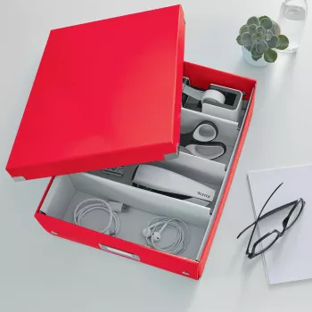 Leitz Click & Store WOW Medium Organiser Box, pudełko do przechowywania, czerwony, prostokątny, karton, monochromatyczny, do użytku wewnętrznego