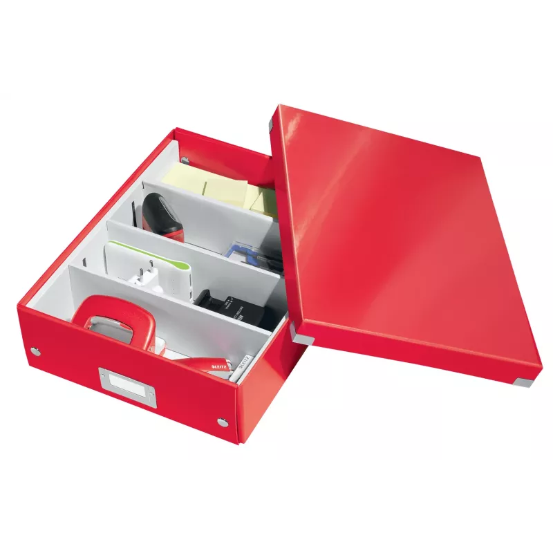 Leitz Click & Store WOW Medium Organiser Box, pudełko do przechowywania, czerwony, prostokątny, karton, monochromatyczny, do użytku wewnętrznego