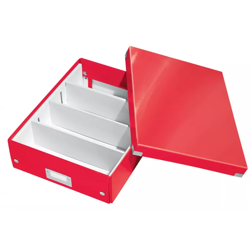 Leitz Click & Store WOW Medium Organiser Box, pudełko do przechowywania, czerwony, prostokątny, karton, monochromatyczny, do użytku wewnętrznego