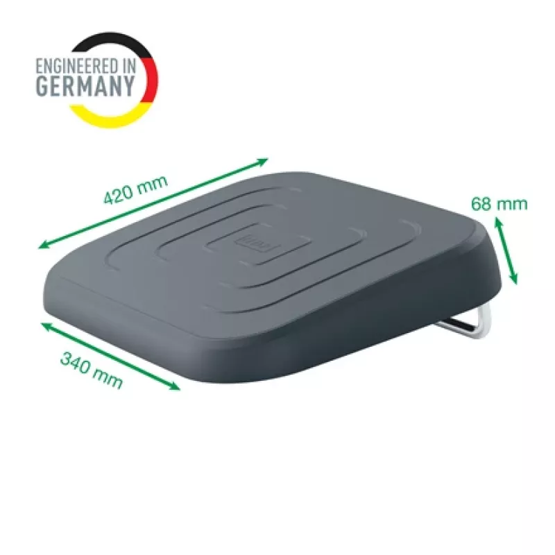 Leitz Ergo Regulowany podnóżek pod biurko, 80% plastiku z recyklingu, Szary, Plastik z recyklingu, 34 cm, 42 cm, 340 mm, 420 mm