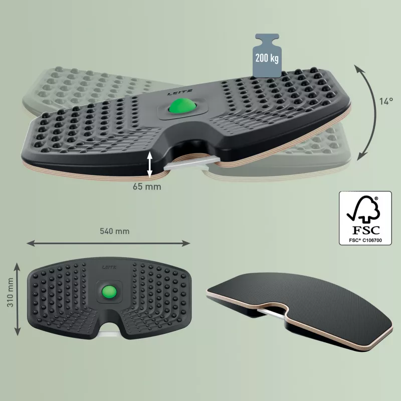 Leitz Ergo Active Balance Board, deska balansowa, ciemnoszary, 200 kg, -14 - 14°, 540 mm, 310 mm