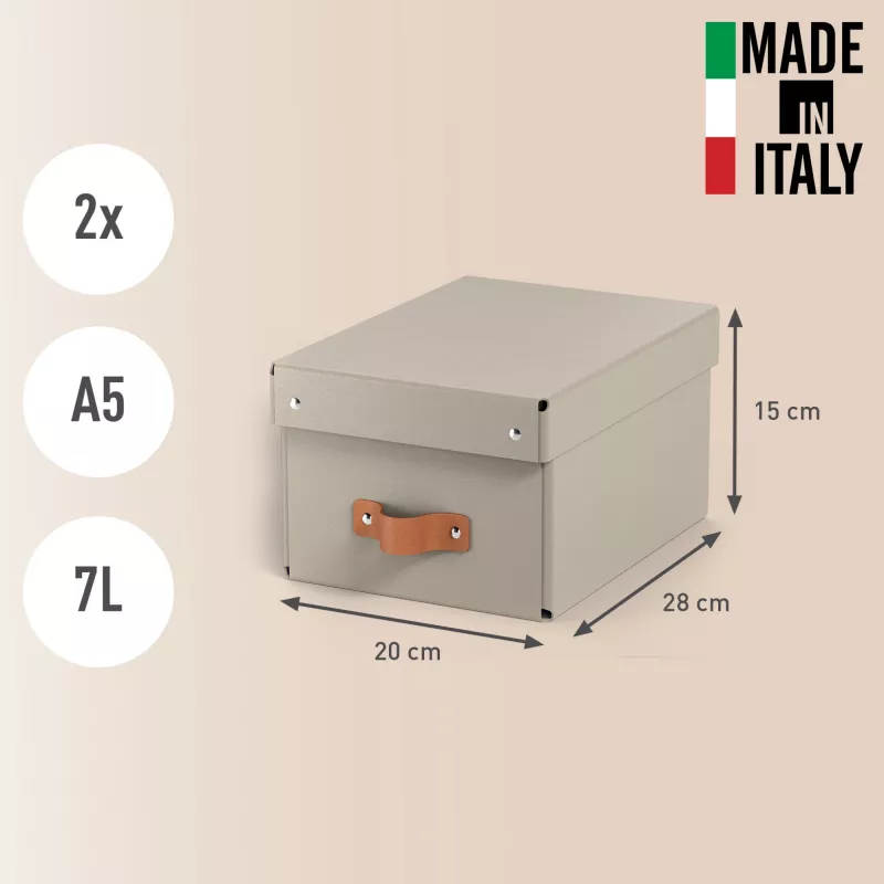 Pudełko do przechowywania Leitz Puro z wieczkiem, małe, 7L, 100% tektura z recyklingu, zestaw 2 szt.