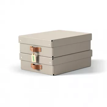 Leitz Puro Storage Box z pokrywą, średnio niski, 8L, 100% karton z recyklingu, zestaw 2 szt.