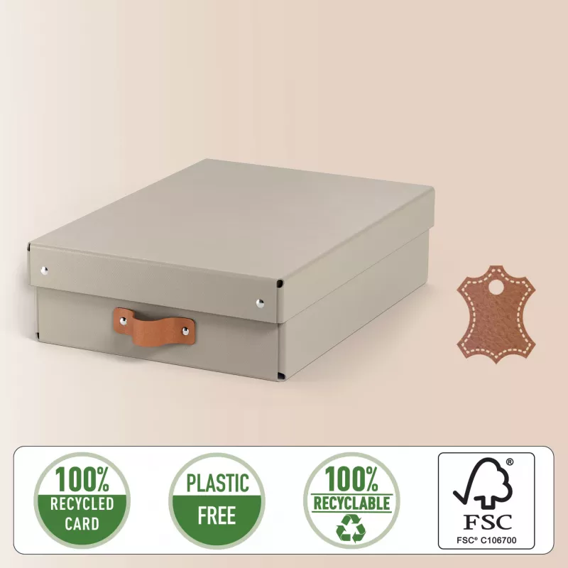 Leitz Puro Storage Box z pokrywą, średnio niski, 8L, 100% karton z recyklingu, zestaw 2 szt.