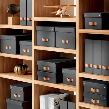 Leitz Puro Storage Box z pokrywą, średni niski, 8L, 100% karton z recyklingu, zestaw 2 szt.