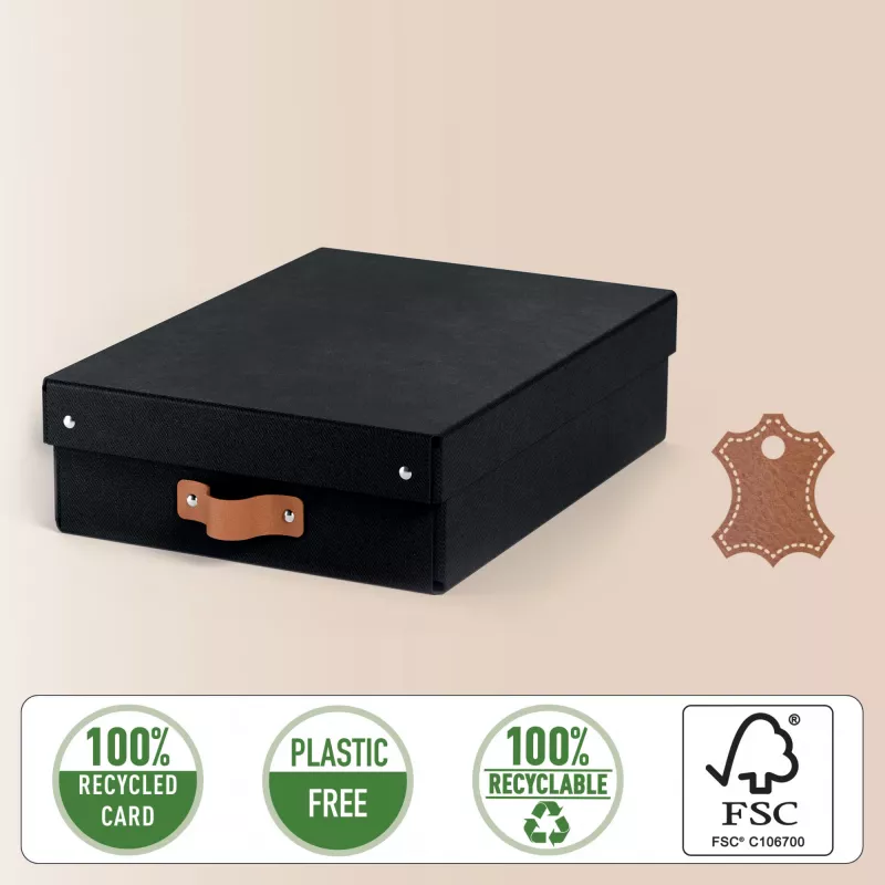Leitz Puro Storage Box z pokrywą, średni niski, 8L, 100% karton z recyklingu, zestaw 2 szt.