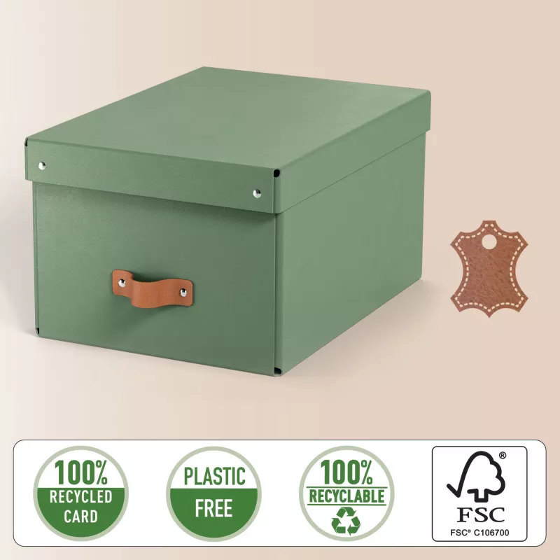 Leitz Puro Pudełko do przechowywania z pokrywką, średnie, 17 l, karton z recyklingu w 100%, zestaw 2 szt.