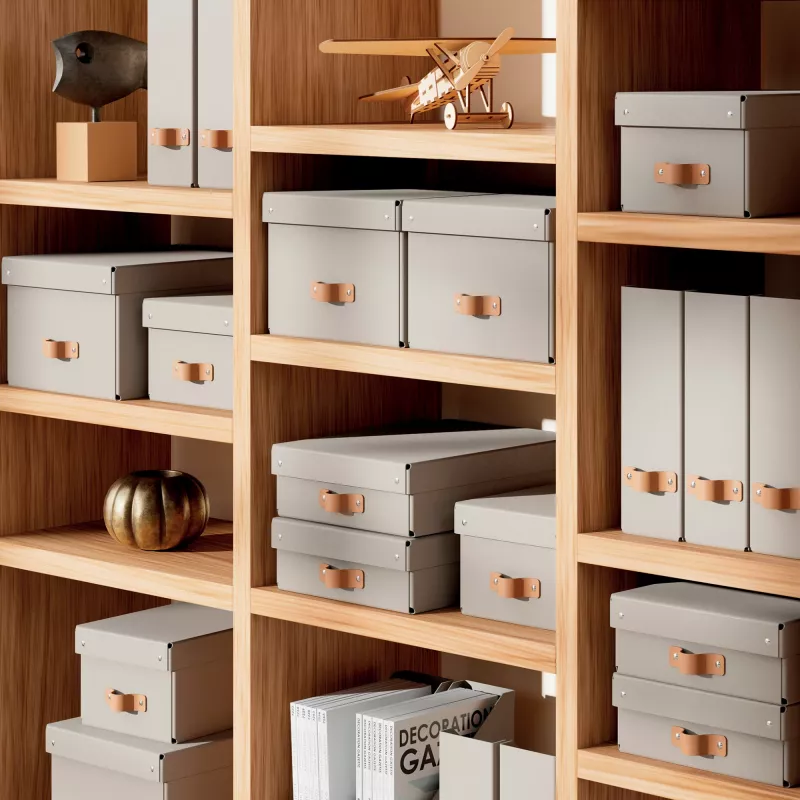 Leitz Puro Storage Box z pokrywą, średni, 17L, karton z recyklingu 100%, zestaw 2 szt.