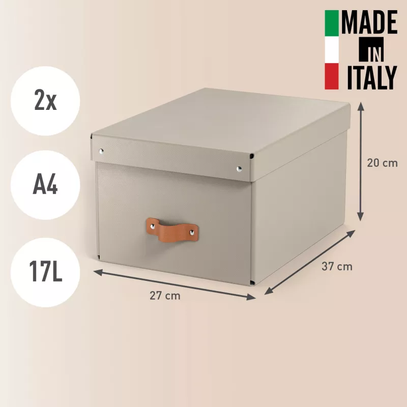 Leitz Puro Storage Box z pokrywą, średni, 17L, karton z recyklingu 100%, zestaw 2 szt.