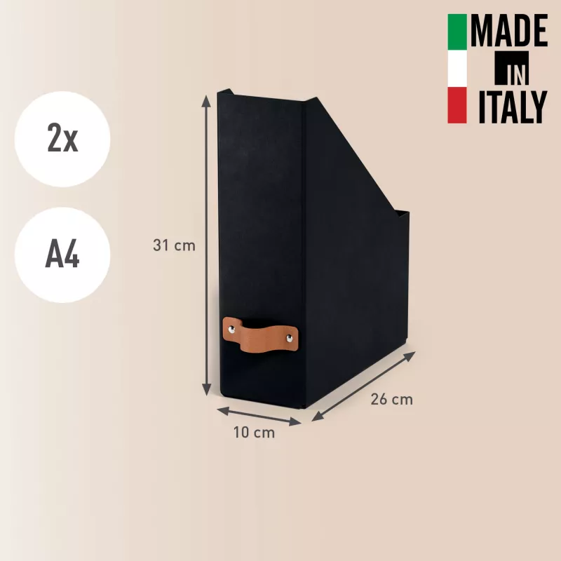 Leitz Puro Segregator na czasopisma, 100% tektura z recyklingu, zestaw 2 szt., Czarny, Karton, 100 mm, 260 mm, 310 mm, 310 g