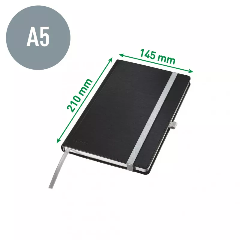 Leitz Style Notes A5 gładki z twardą oprawą, Monochromatyczny, Czarny, A5, 80 arkuszy, 100 g/m², Twarda oprawa