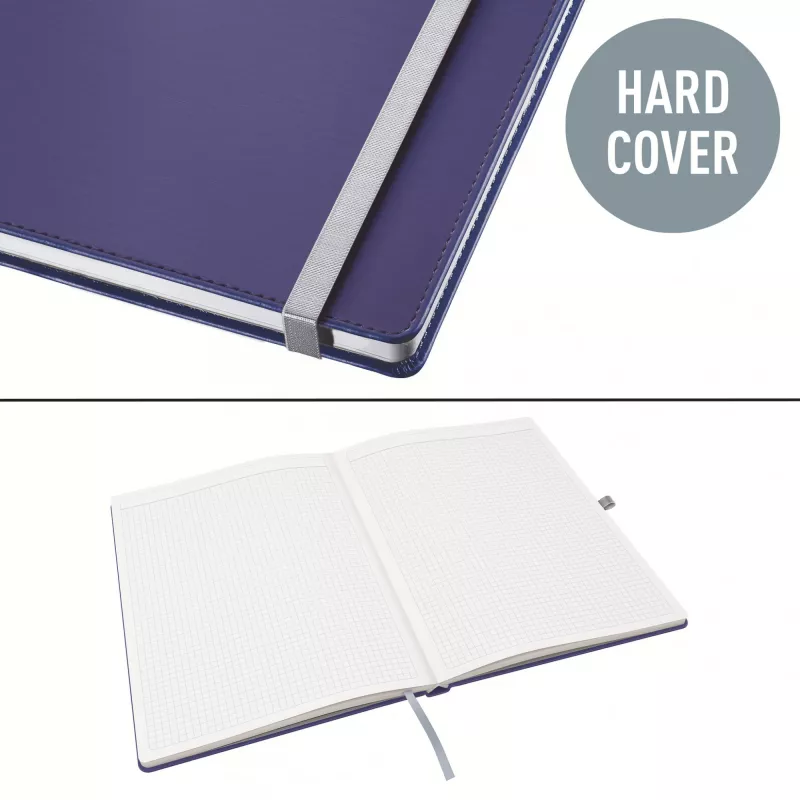Leitz Style Notatnik A4 w kratkę z twardą okładką, Monochromatyczny, Niebieski, A4, 80 arkuszy, 100 g/m², Papier w kratkę