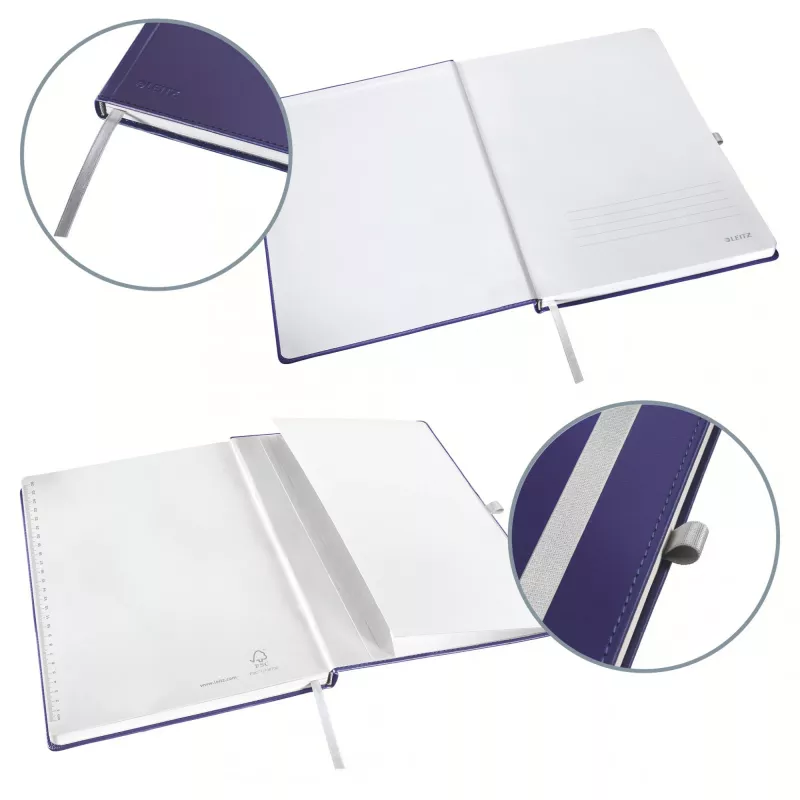 Leitz Style Zeszyt A5 w linie z twardą okładką, Monochromatyczny, Niebieski, A5, 80 arkuszy, 100 g/m², Papier w linie