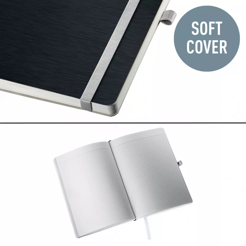 Leitz Style Notebook A5 w kratkę z miękką okładką, monochromatyczny, czarny, A5, 80 arkuszy, 100 g/m², papier w kratkę
