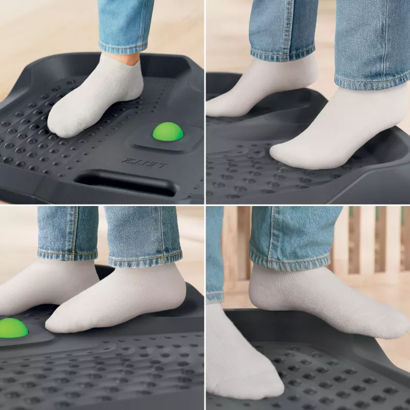Leitz Ergo Active ergonomiczna mata stojąca przeciwzmęczeniowa, prostokątna, czarna, poliuretan, struktura bąbelkowa, Chiny, 605 x 681 mm