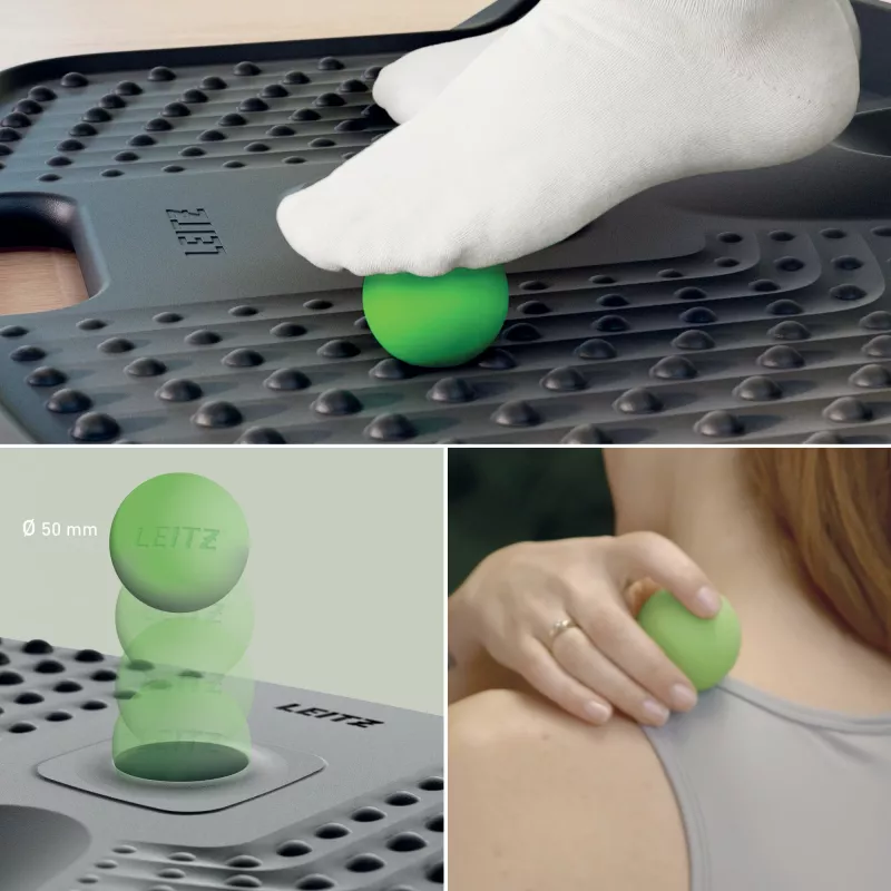 Leitz Ergo Active ergonomiczna mata stojąca przeciwzmęczeniowa, prostokątna, czarna, poliuretan, struktura bąbelkowa, Chiny, 605 x 681 mm
