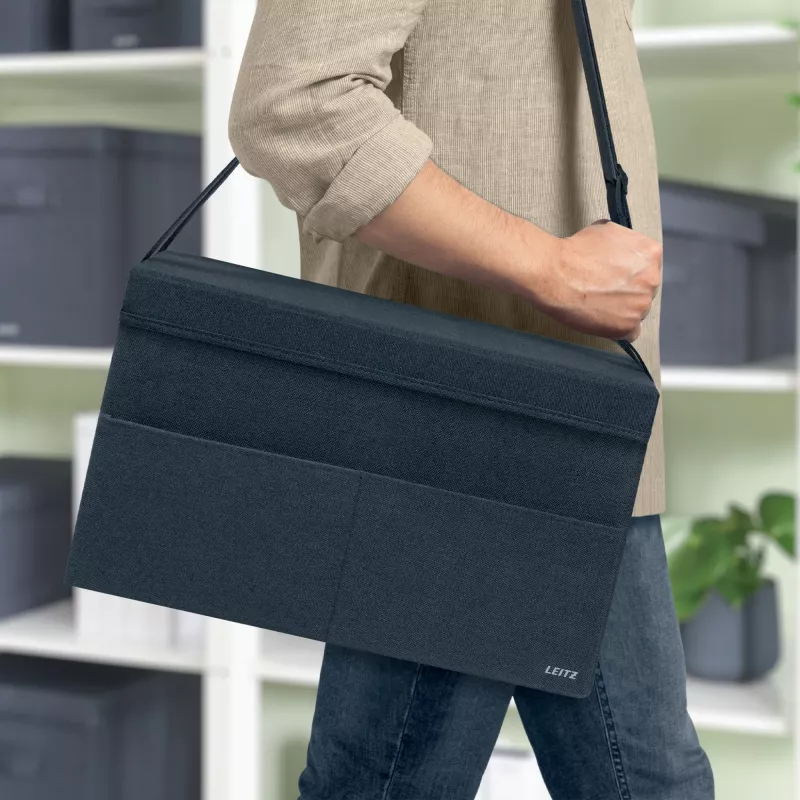 Leitz Fabric Torba do hot desku z pokrywą, Torba do przechowywania, Szary, Prostokątny, Tkanina, Monochromatyczny, Uniseks