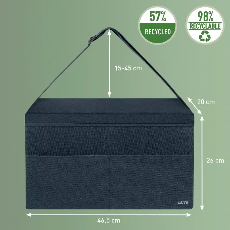 Leitz Fabric Torba do hot desku z pokrywą, Torba do przechowywania, Szary, Prostokątny, Tkanina, Monochromatyczny, Uniseks