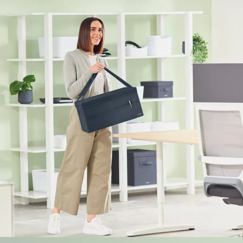 Leitz Fabric Torba do hot desku z pokrywą, Torba do przechowywania, Szary, Prostokątny, Tkanina, Monochromatyczny, Uniseks