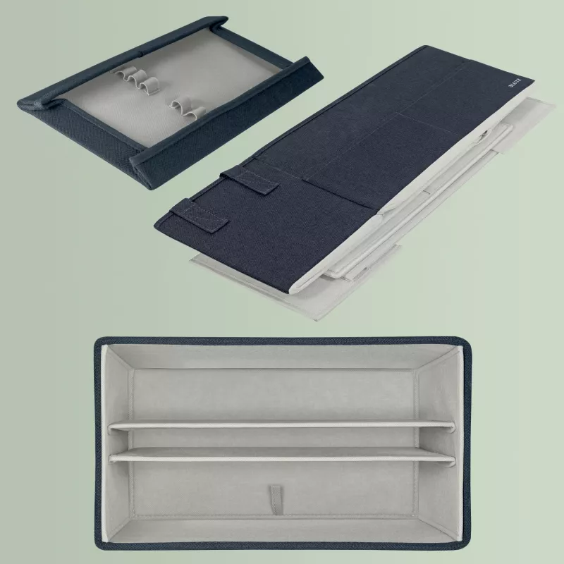 Leitz Torba materiałowa kompaktowa do hot desking z pokrywą, Torba do przechowywania, Szary, Prostokątny, Materiał, Monochromatyczny, Dorosły