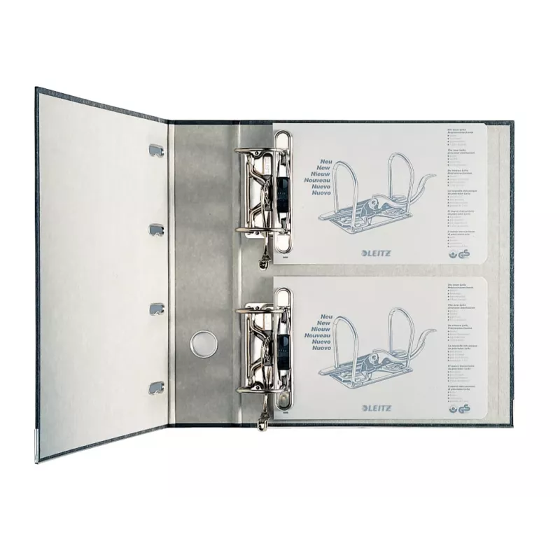 Leitz Double Mechanism Lever Arch File Classic Marbled, 2 x A5, karton, czarny, teksturowana powierzchnia, 1000 arkuszy, 80 g/m²