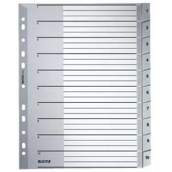 Leitz 12800000 przekładka indeksująca Numeryczna przekładka indeksująca Karton Szary