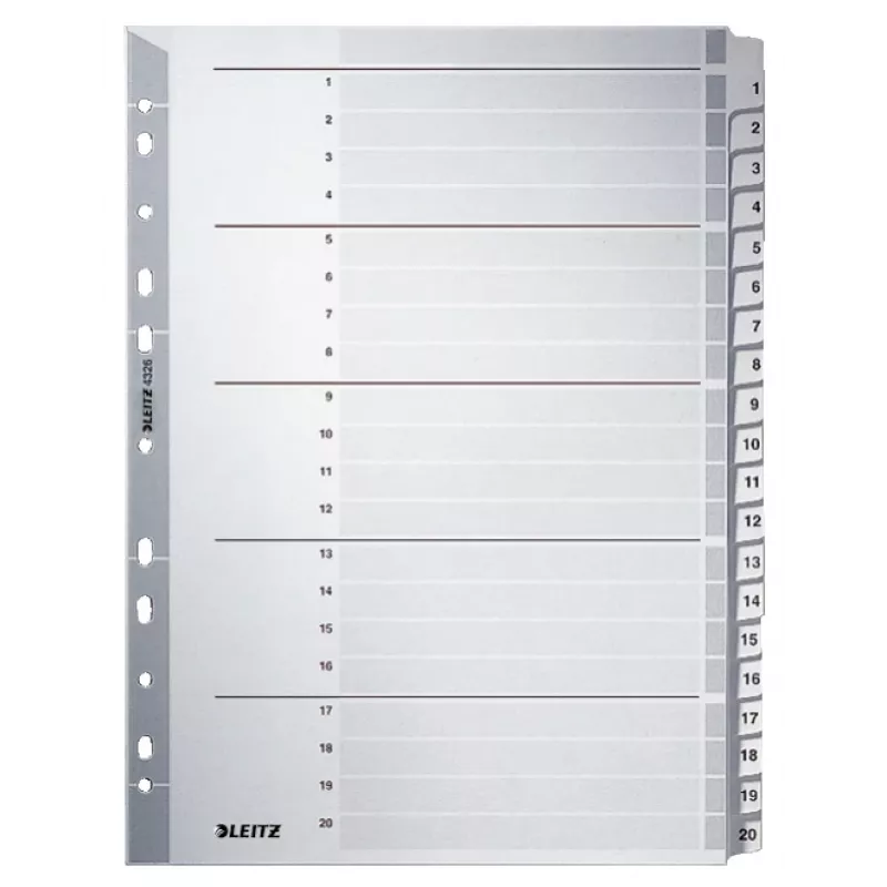 Leitz 43260000 tab index Numeric tab index Cardboard szary